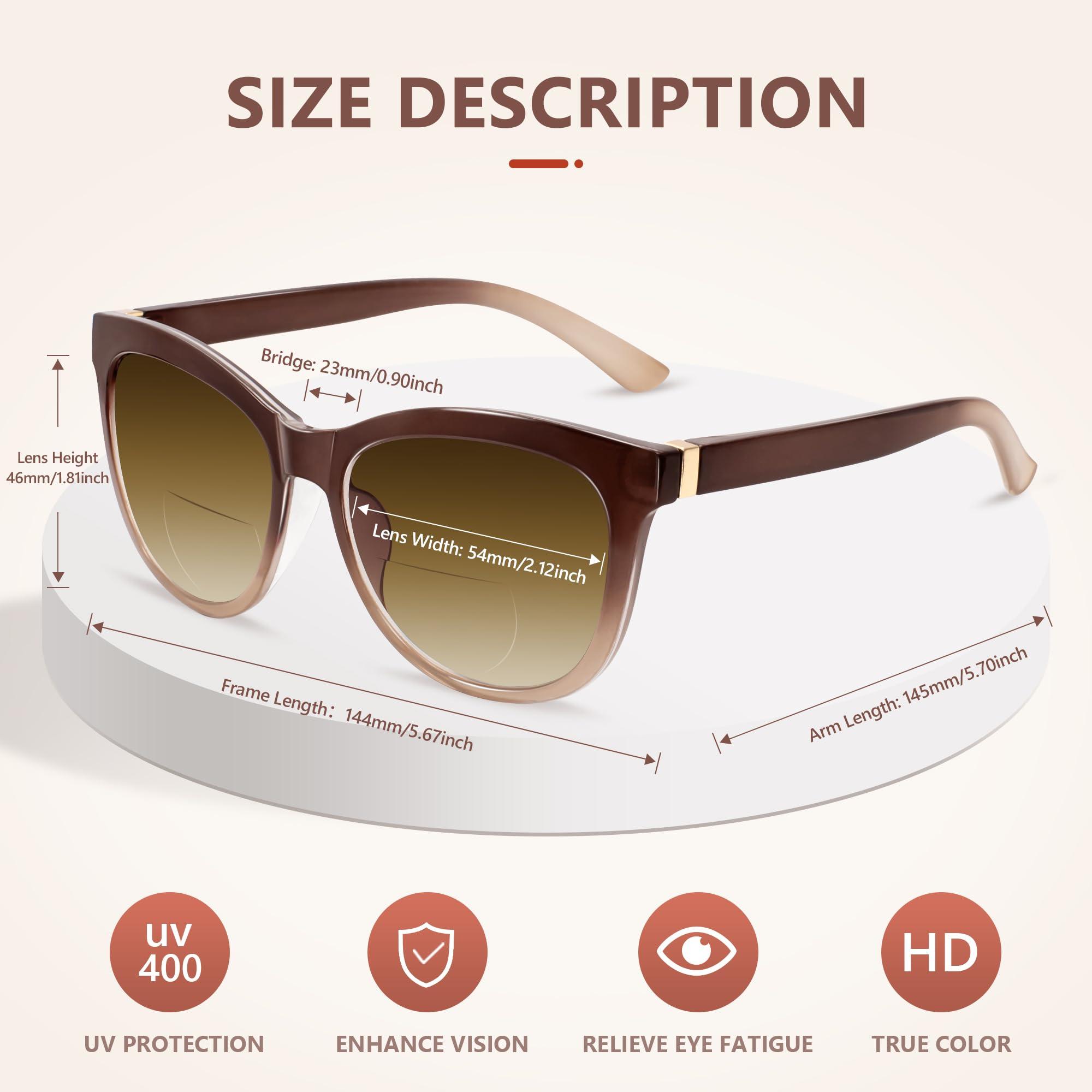 EASY READ EASY READ Bifocal Reading Sunglasses for WomenFashion Sun Readers UV400 Protection(Magnification 1.75,Gradient Brown)