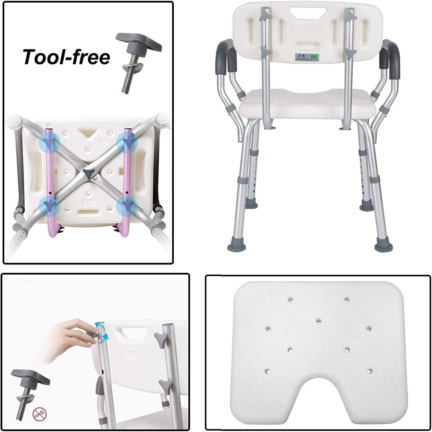 YOODODO YOODODO Elderly Shower Chairs, Showering Adults Bathroom Bathtub Seat with Handle and Backrest Disabled Bath Stool Shower Bench Seat Shower Chair