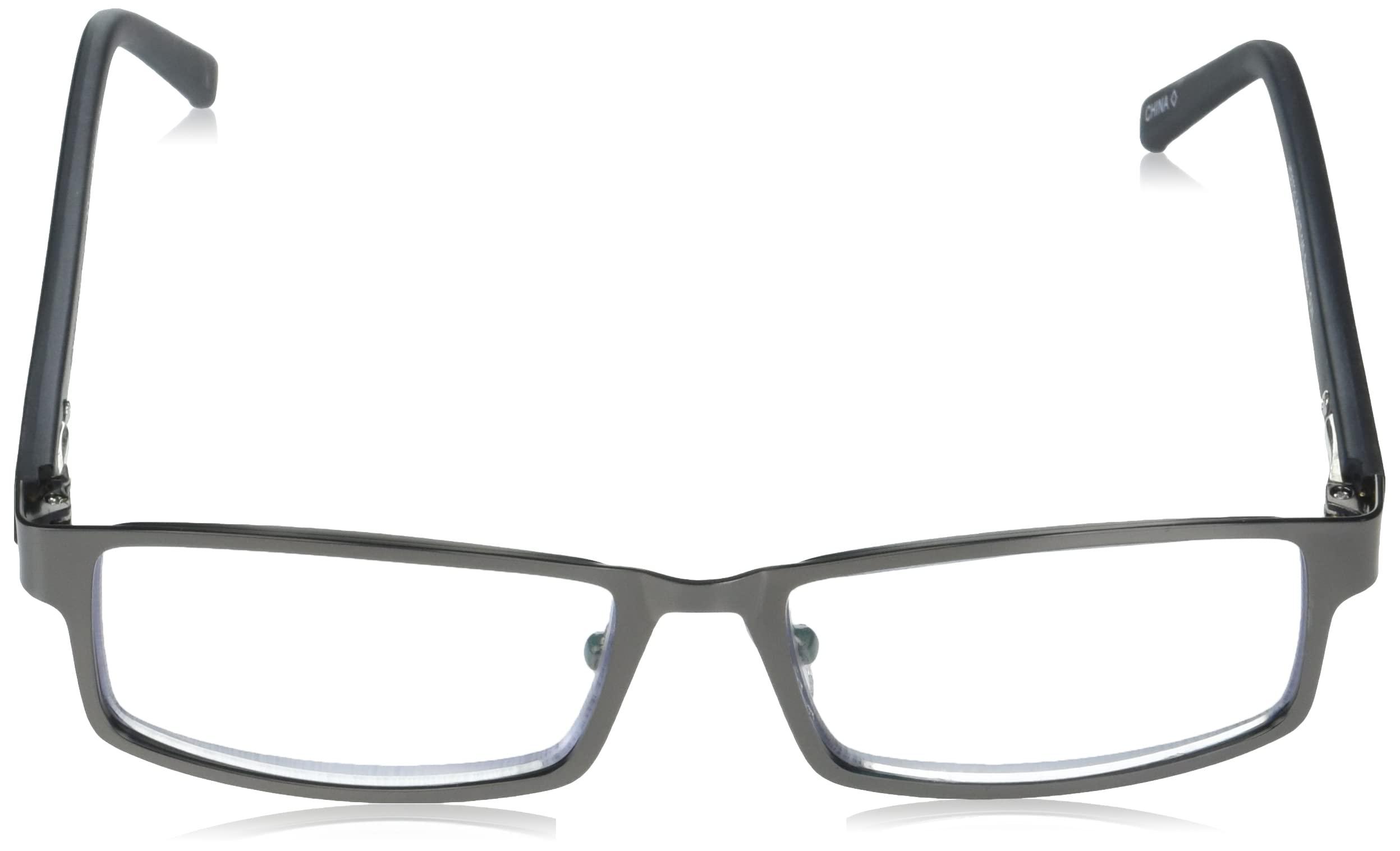 Foster Grant Foster Grant mens Sawyer Multifocus Reading Glasses, Matte Gunmetal/Transparent, 54 mm US