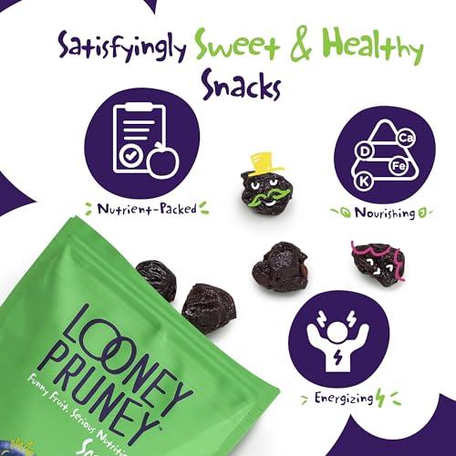 Looney Pruney Looney Pruney Smalls Fruit Snacks | Naturally Sweet Bite-Sized Prunes | Organic Fruit Snack Packs For Kids & Adults | Vegan Food With No Added Sugar & Preservatives | Kosher | 9 oz. (Pack of 6)