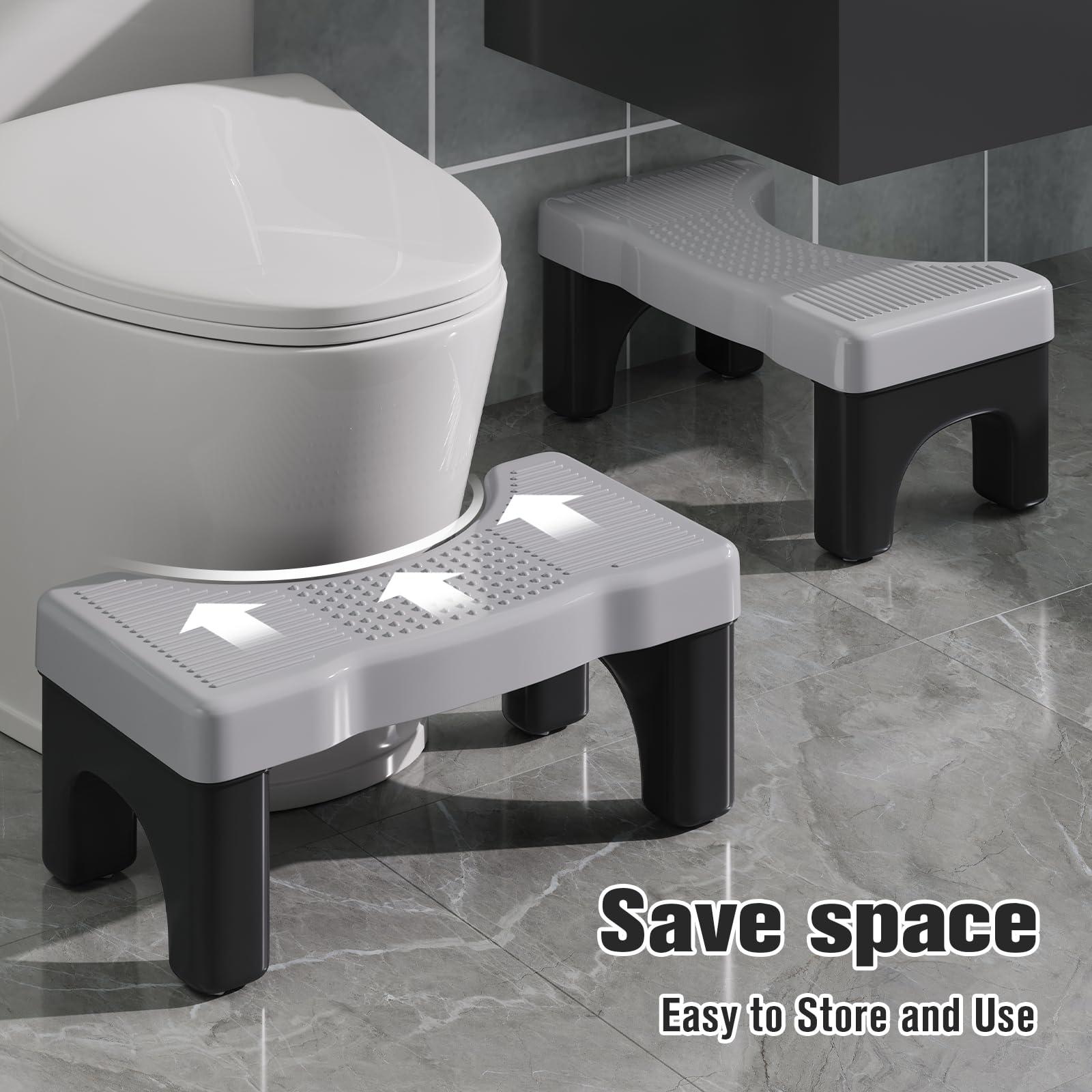 Kzeirm Kzeirm Squatting Toilet Stool for Adults, 7 Inch Height Bathroom Poop Step Potty Stool, Non-Slip Plastic Toilet Assistance Step Stool Squat Adult, Healthy Gift for Kids Seniors, Blue with Black Frame