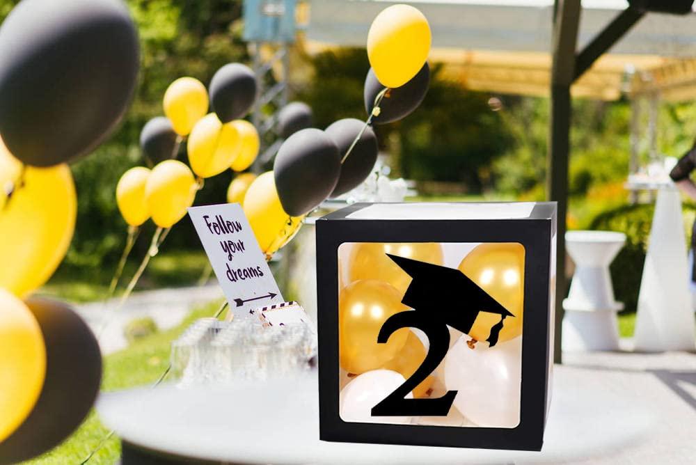 JUICYRAUL 2025 2026 Graduation Party Decorations Graduate Balloon Boxes, 4 Pieces Black Balloon Boxes with Letters of GRAD, 2025 2026 for Graduation Party Supplies, Class of 2026 School Grad Party Supplies