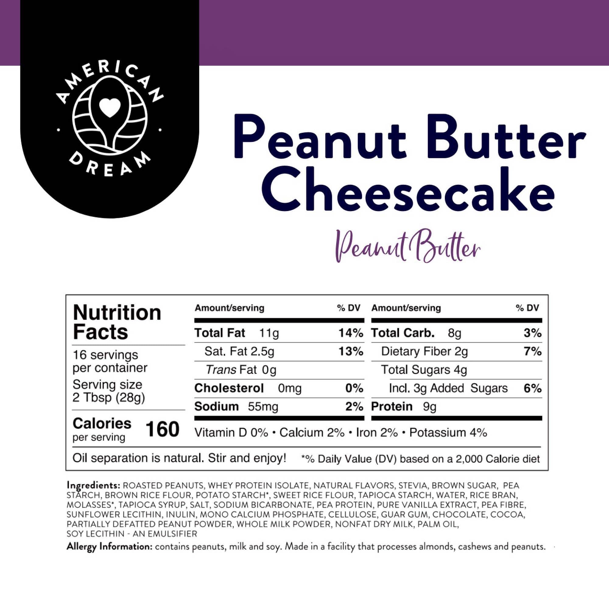 American Dream American Dream Nut Butter Gluten-Free Peanut Butter Cheesecake Peanut Butter