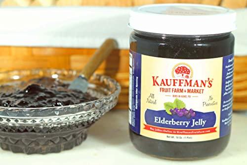 Kauffman's Fruit Farm Kauffman's All-Natural Elderberry Jelly, 18 Oz. Jar (Pack of 2)