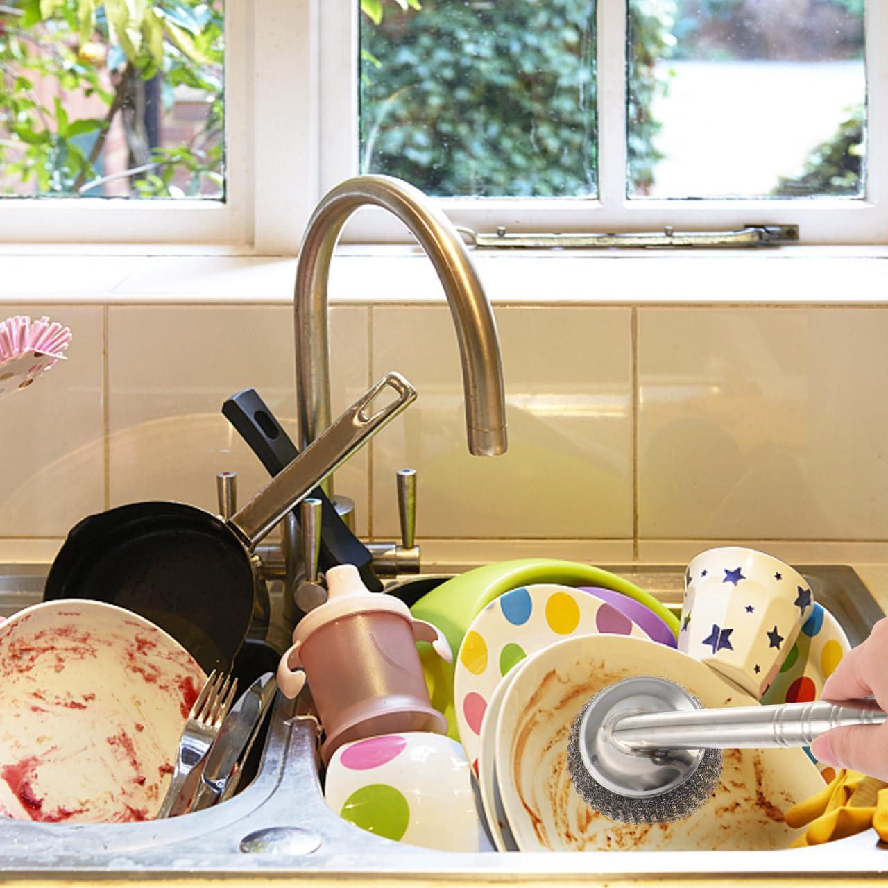 UPKOCH Wire Brush Brush: Helper Scrubber Dish Scouring Bowl Brush Steel Pot Practical Stainless Dishes Sturdy with Wok Ball for Dishwashing Pads Sink Pan Convenient Elastic