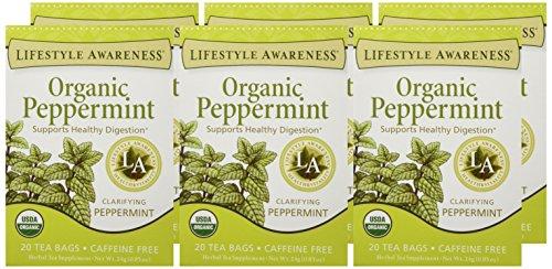 Lifestyle Awareness Lifestyle Awareness Organic Peppermint Tea, Caffeine Free, 20 Tea Bags, Pack of 6