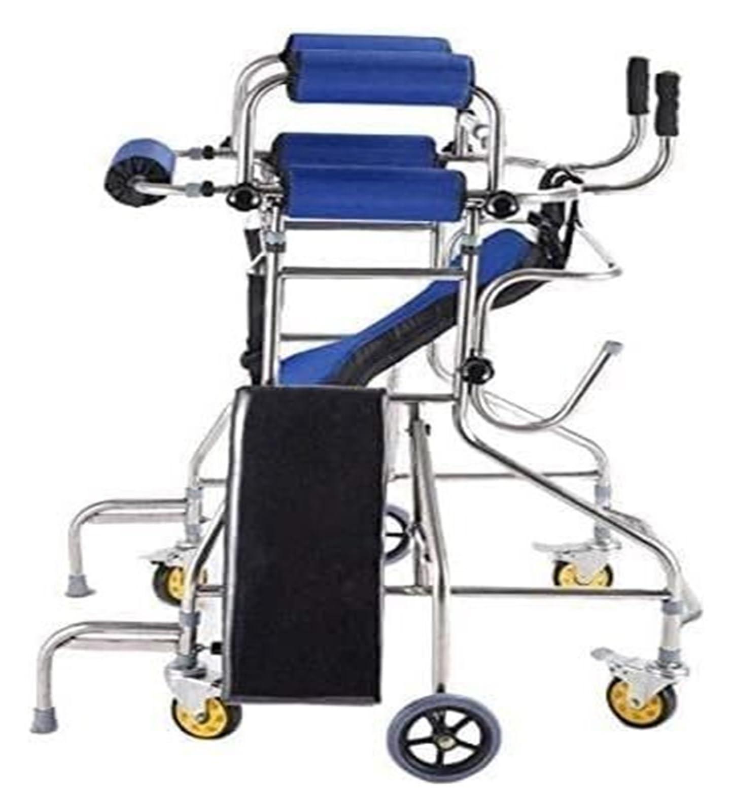 AMydio Standing Walker Medical Walker Rollator Walker with 6 Wheels and Seat Adult Standing Walking Frame Stainless Steel Anti-Rollover Rehabilitation Training Mobility Aid for The Elderly