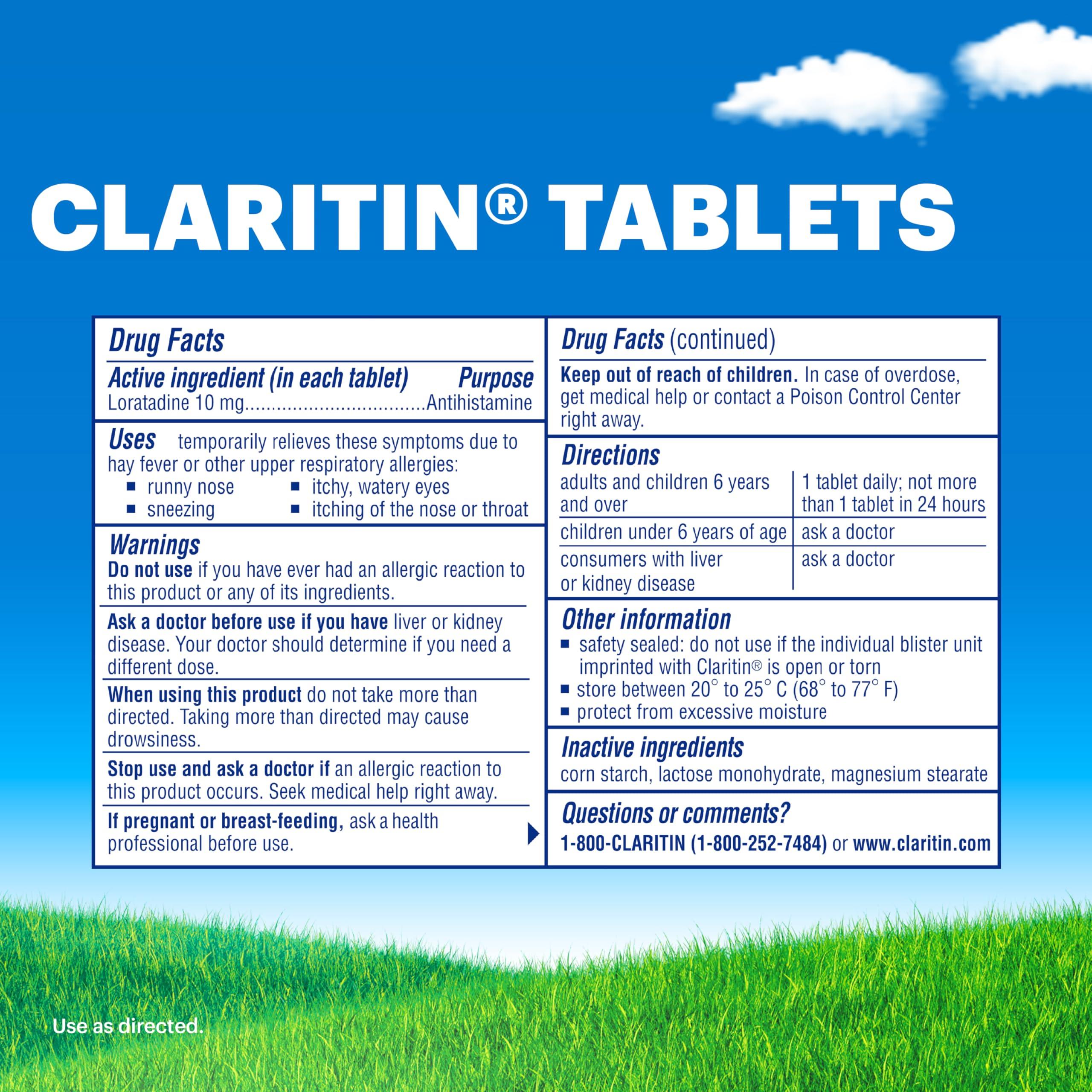 Claritin Claritin Allergy Medicine for Adults, 24-Hour Non-Drowsy Loratadine 10mg Pills, Antihistamine, 100 Tablets