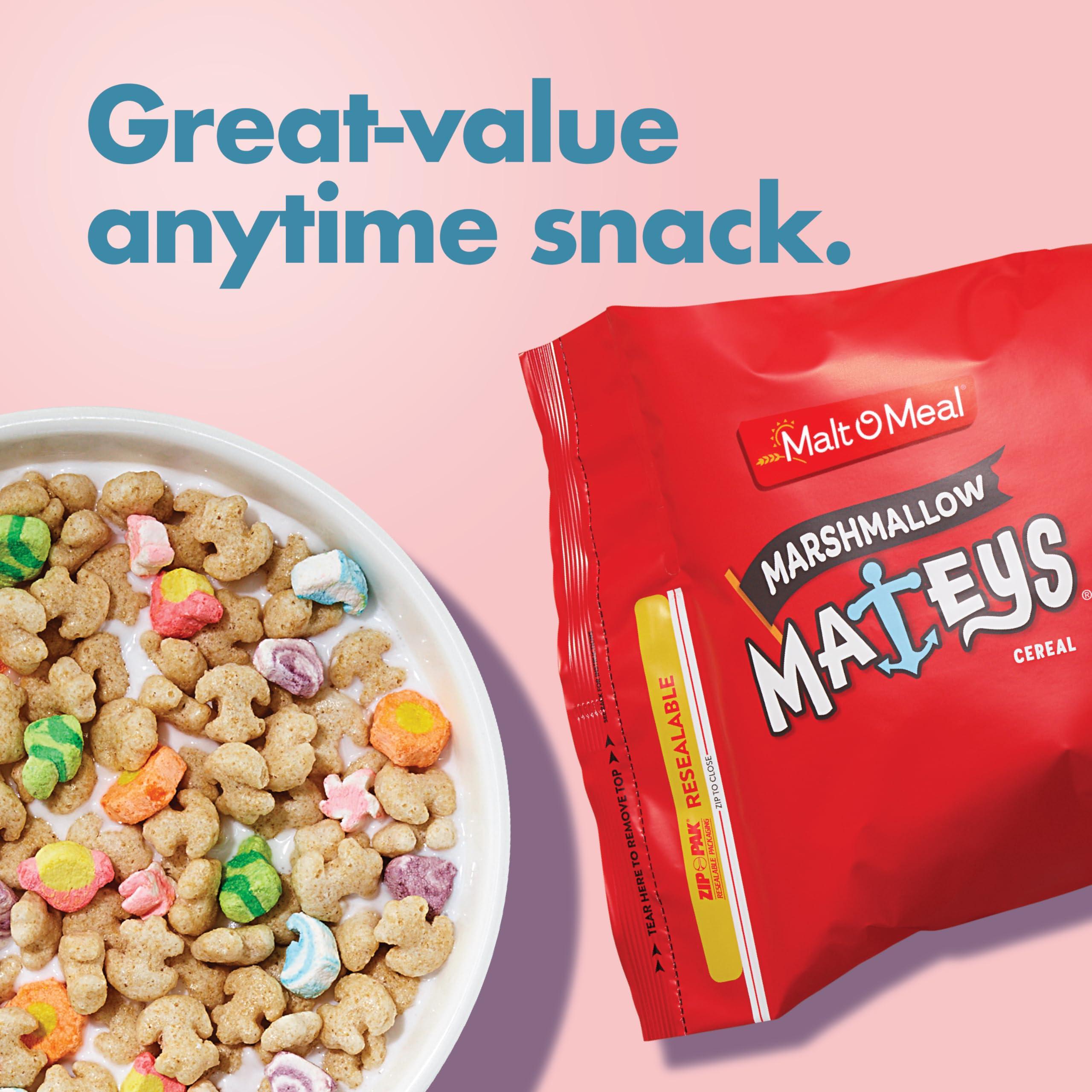 Malt-O-Meal Malt-O-Meal Marshmallow Mateys Breakfast Cereal, Frosted Oat Cereal with Marshmallow Bits, Large Cereal for Family, 33 OZ Resealable Cereal Bag