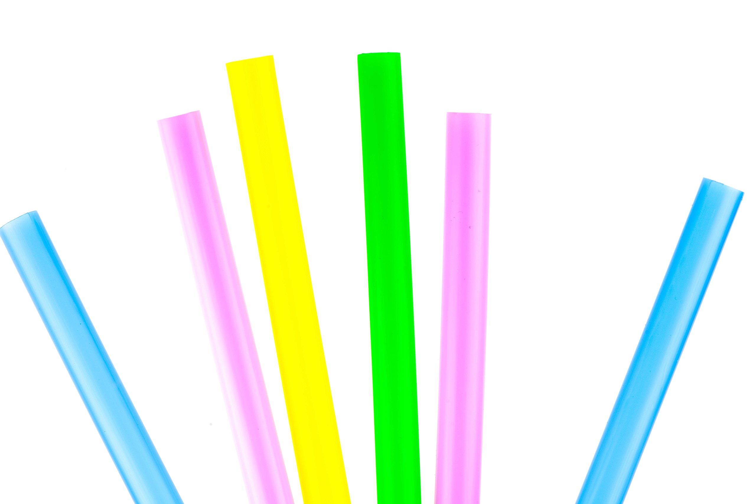 EcoQuality Individually Wrapped Jumbo Drinking Straws For Bubble Tea, Smoothies Extra Wide, Milkshakes, Slushies, Party Straws - Assorted Colors, Disposable Straws, Jumbo Long Straws (8 inch x 0.5 inch) (400)