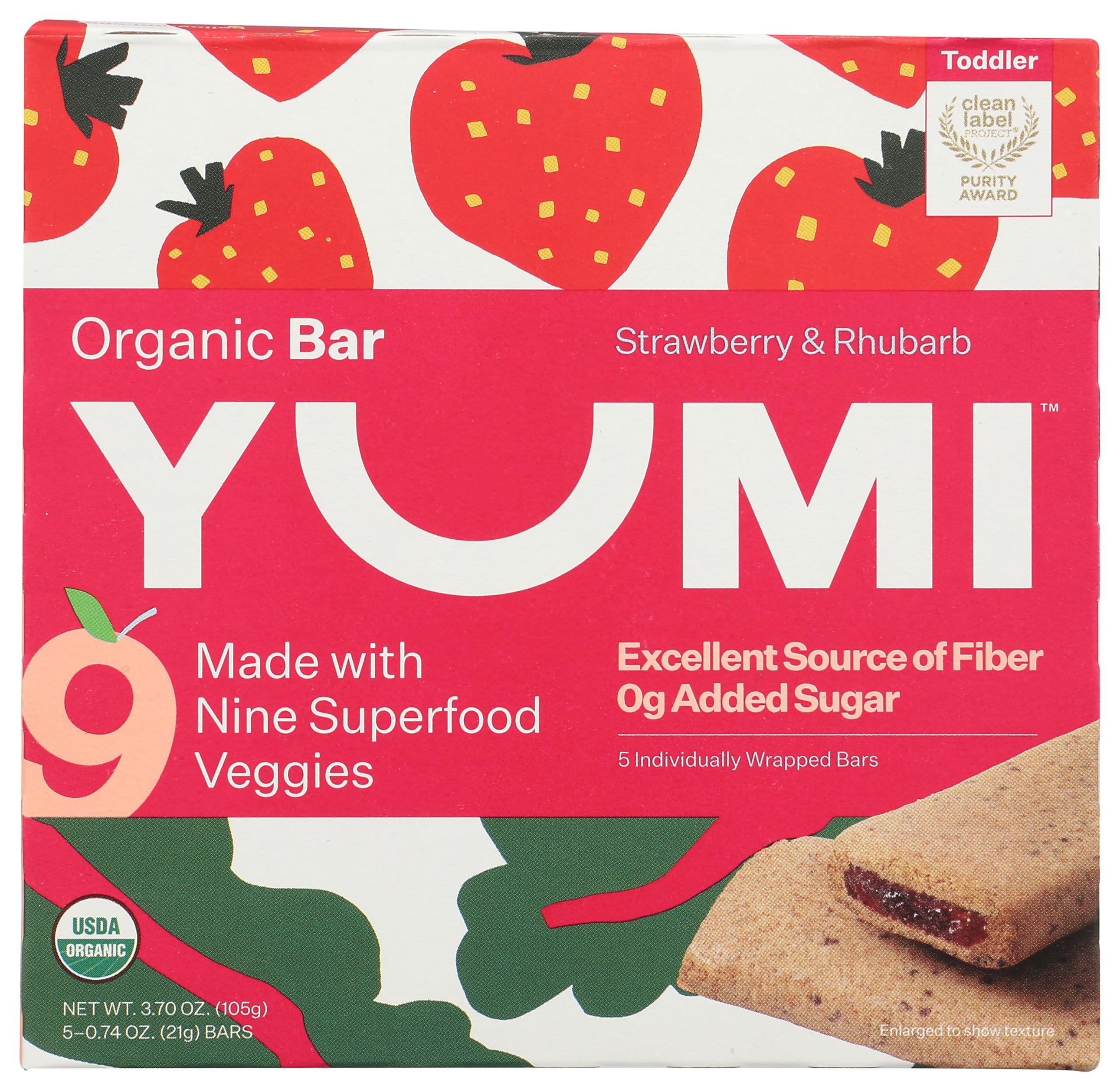 Yumi Yumi Organic Strawberry & Rhubarb Toddler Bars, 3.7 OZ