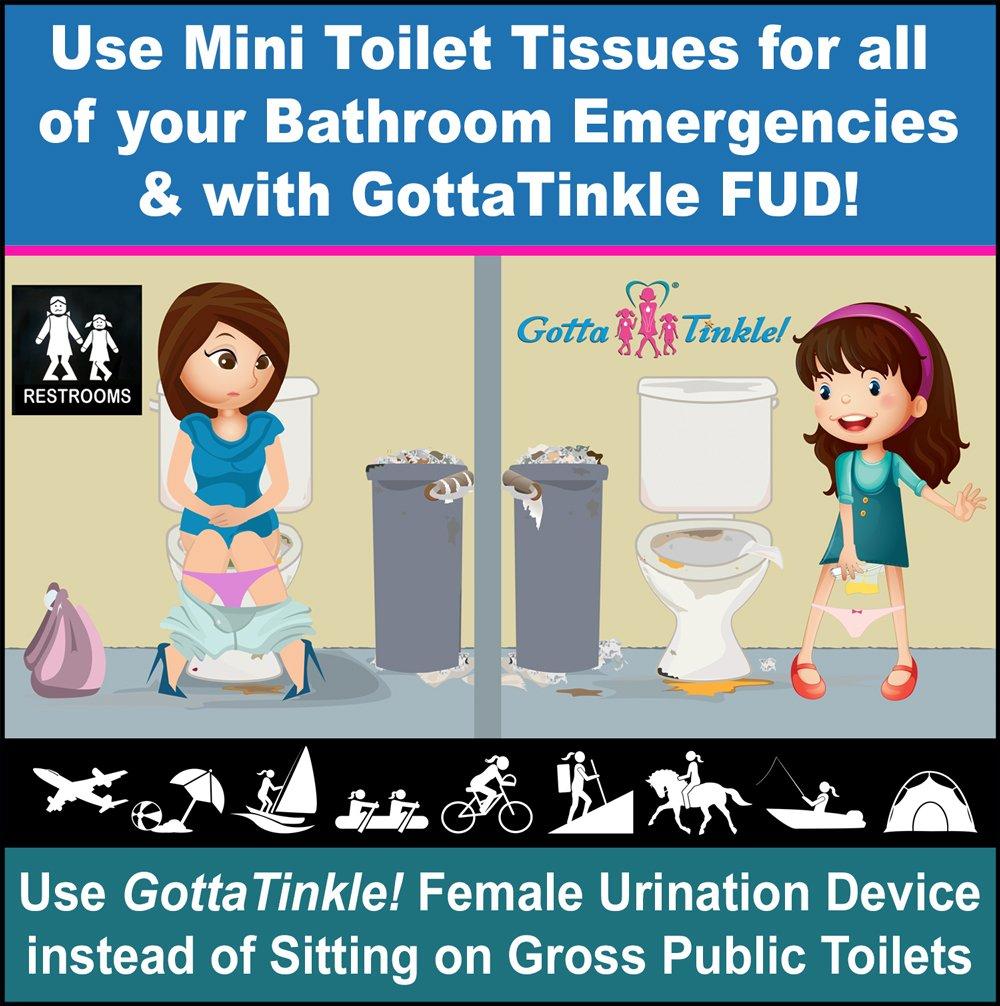 Gotta Tinkle! Premium Mini Toilet Paper Rolls | Travel-Size for Purses | Convenient Plastic Dispenser | Toilet, Porta Potty & Outhouse Humor (3-Pack) (007 Keep Calm Porta Potty - Girl)