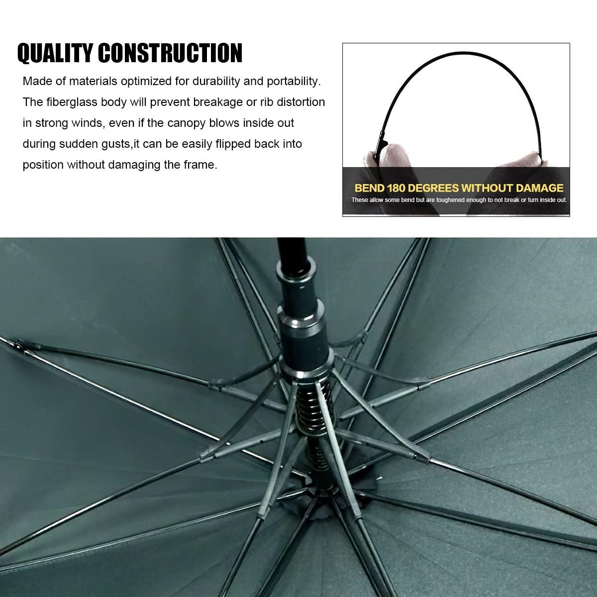 Wrzbest 2-in-1 Walking Sticks Umbrella - Windbreak Ribs Walking Cane Umbrella Lightweight, Windproof, Heavy-Duty Frame- Ideal Father's Gift for Climbing, Hiking, Hanging Out on Raining