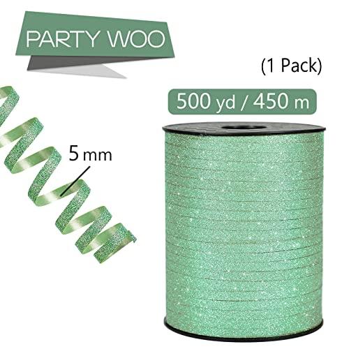 PartyWoo PartyWoo Green Ribbon, 500 Yard Curling Ribbon for Crafts, Balloon Ribbon, Glitter Ribbon for Gift Wrapping, Ribbon for Balloons String, Christmas Curling Ribbon(1 Roll)