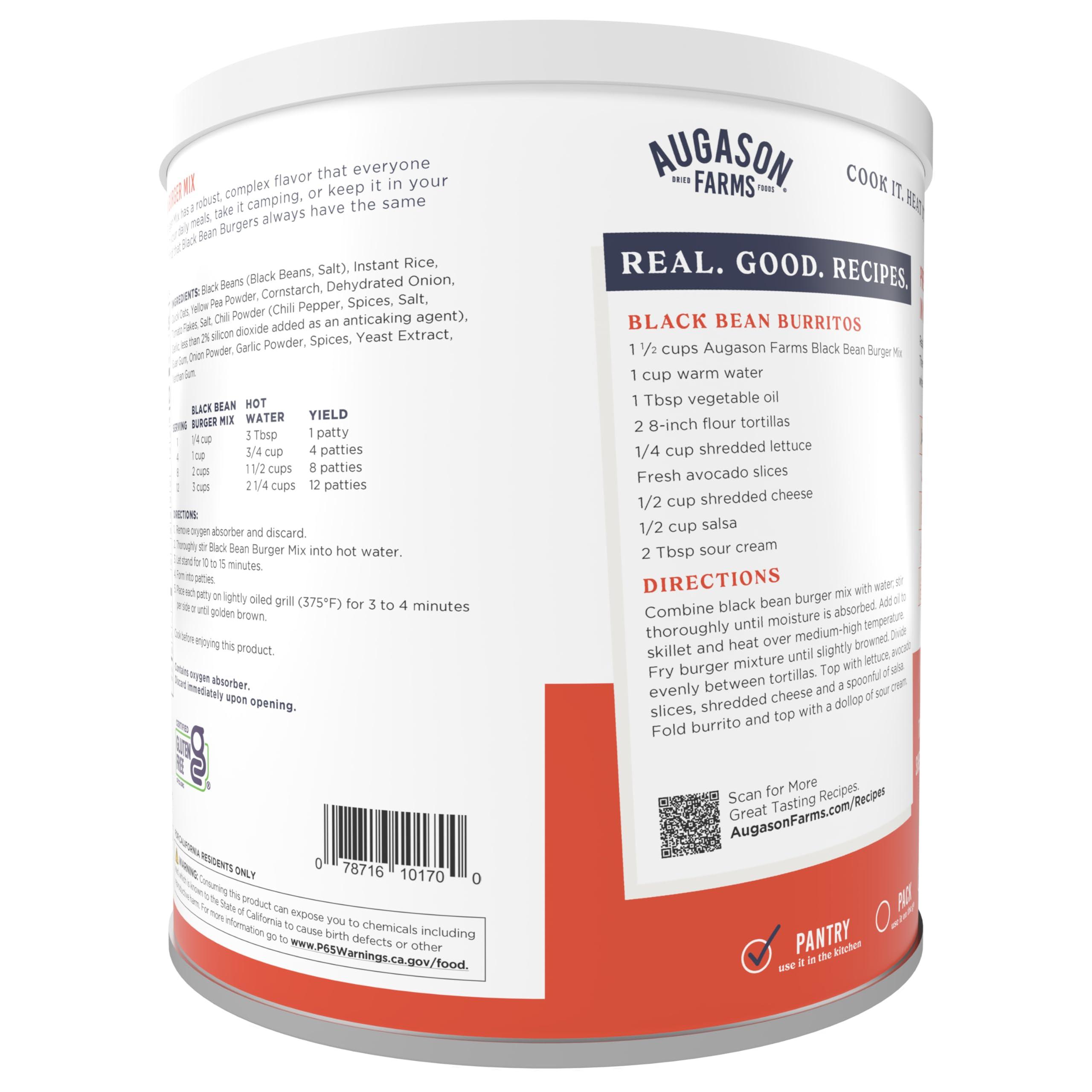 Augason Farms Augason Farms Black Bean Burger Mix Can, Certified Gluten Free, Emergency Food Supply, Everyday Meals, 38 Servings