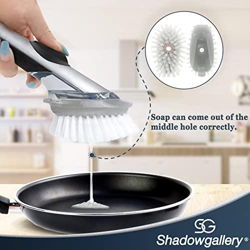 Shadowgallery Brush Refills for OXO Dish Brush - 4 Pack Dish Brush Cleaning Soap Dispensing Head Replacement for Scrubber(Grey)