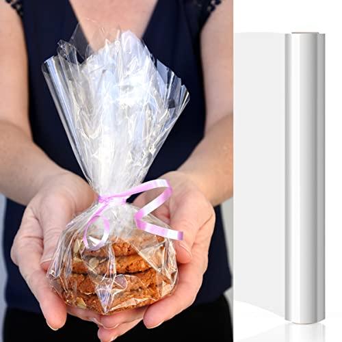 HFHSY HFHSY (118 ft x 34 in ft Clear Cellophane Wrap Roll 3 Mil - Cellophane Roll - Clear Wrap Cellophane Bags - Clear Wrapping Paper to Wrap Gift Baskets - Clear Gift Wrap for Baskets