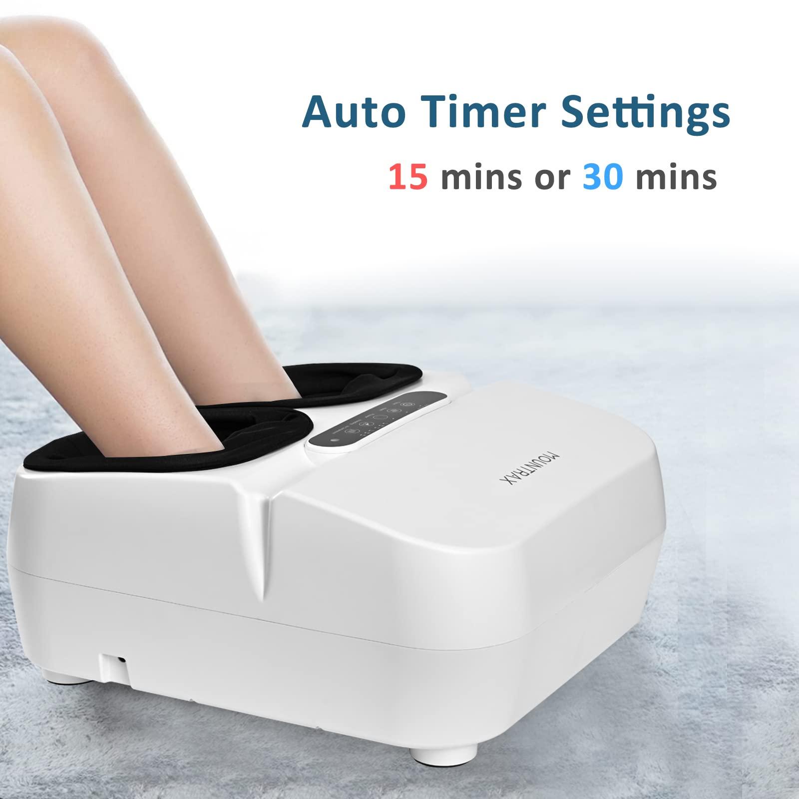 MOUNTRAX MOUNTRAX Foot Massager Machine with Heat, Gifts for Women Men, Shiatsu Foot Massager with Remote Control, Deep Kneading and Soothing Heat, Fits Feet Up to Men Size 12 (White)