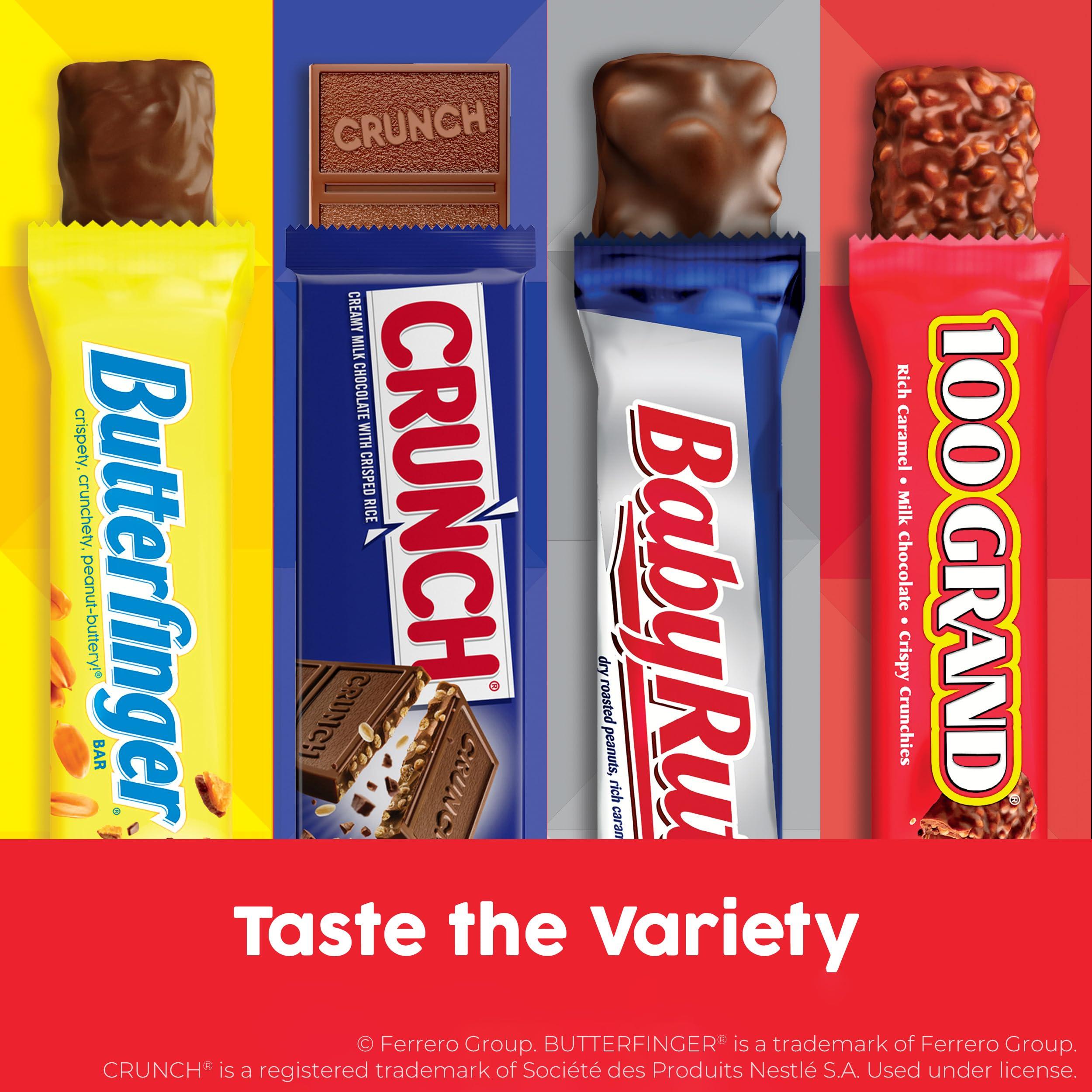 Butterfinger Butterfinger, CRUNCH, Baby Ruth and 100 Grand, Bulk 28 Pack, Assorted Full Size Chocolate Candy Bars, Stocking Stuffers, 48 oz