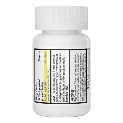 HealthA2Z HealthA2Z Aspirin 81 mg | DYE Free | Low Strength | 200 Counts | Pain Relief | Reduces Minor Aches Muscle Pain & Cramps | Fever Reducer | Reduces Headache | (NSAID)