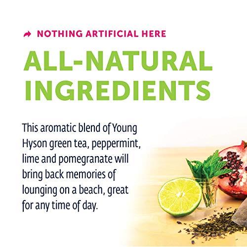 ZEST TEA Zest Tea Premium Energy Hot Tea, High Caffeine Blend Natural & Healthy Black Coffee Substitute, Perfect for Keto, 135 mg Caffeine per Serving, Pomegranate Mojito Green Tea, Tin of 15 Sachet Bags