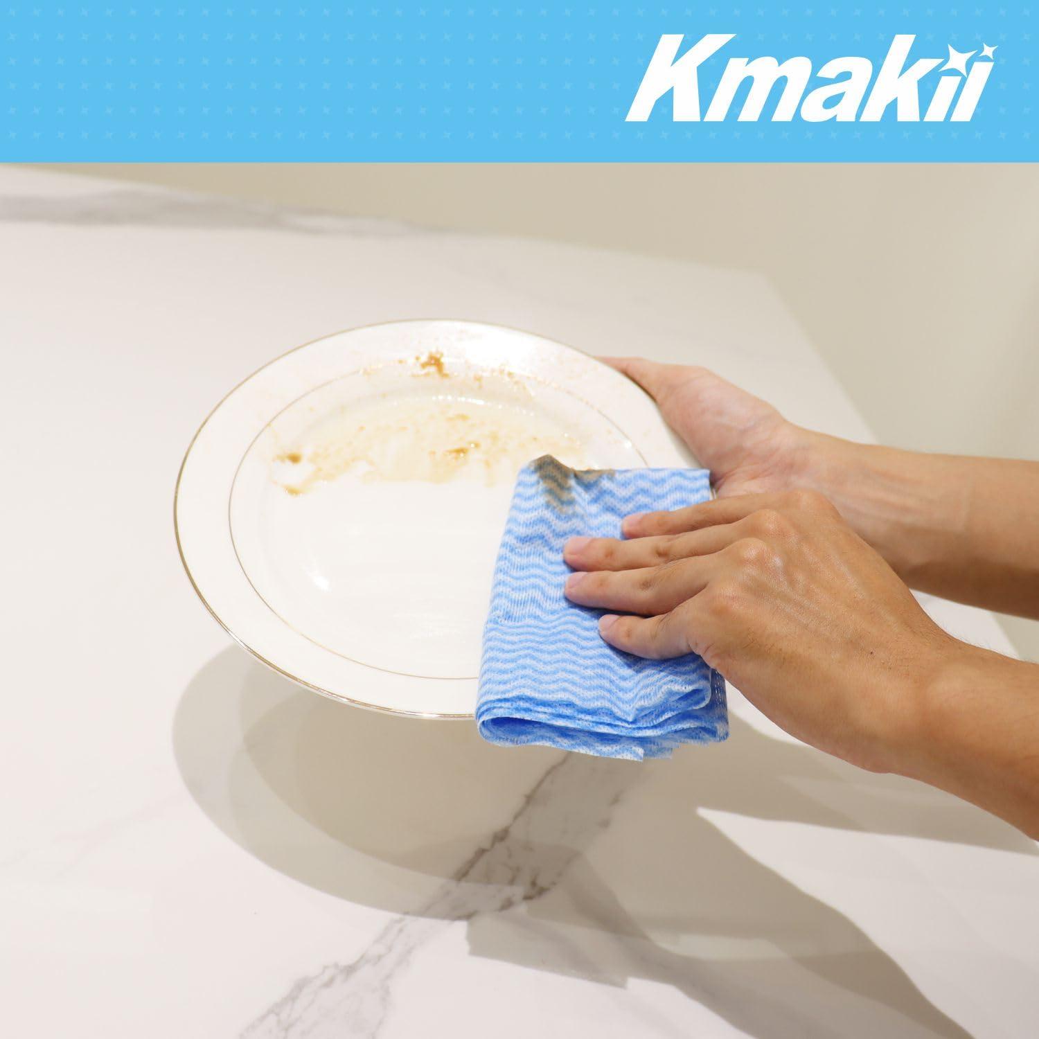 KMAKII KMAKII Handi Wipe Reusable Cloths - Multi-Purpose Disposable Dish Cloths and Towels, Ultra Absorbent, Fast-Dry, Durable Cleaning Wipes for Kitchen and Home, 4colors, 11.8 x 21 inches, Pack of 80