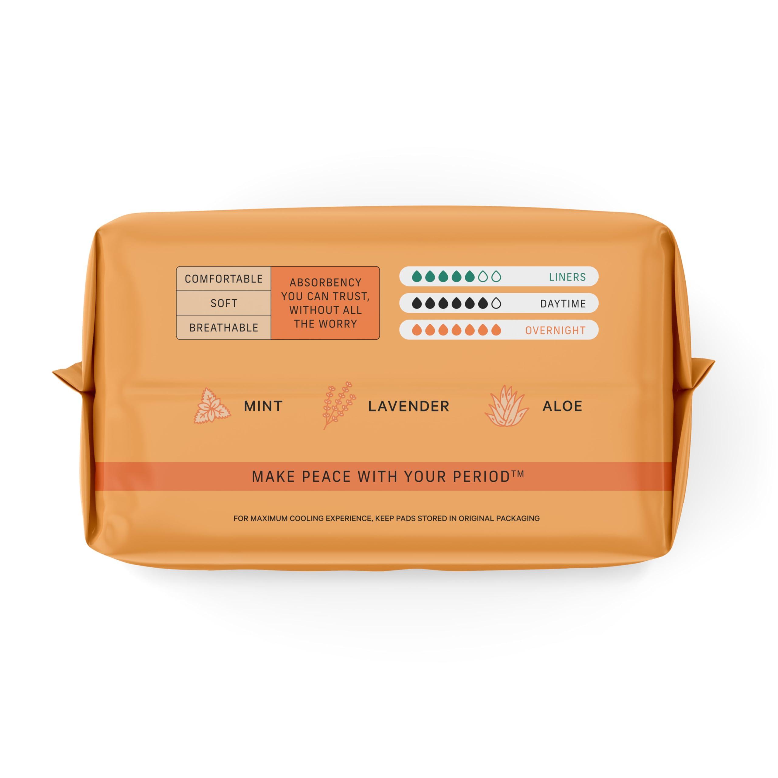 The Honey Pot Company The Honey Pot Company - 64ct - Herbal Sanitary Pads for Women - Heavy Flow Overnight w/Wings - Infused w/Essential Oils for Cooling Effect & Organic Cotton Cover - Feminine Care - FSA & HSA