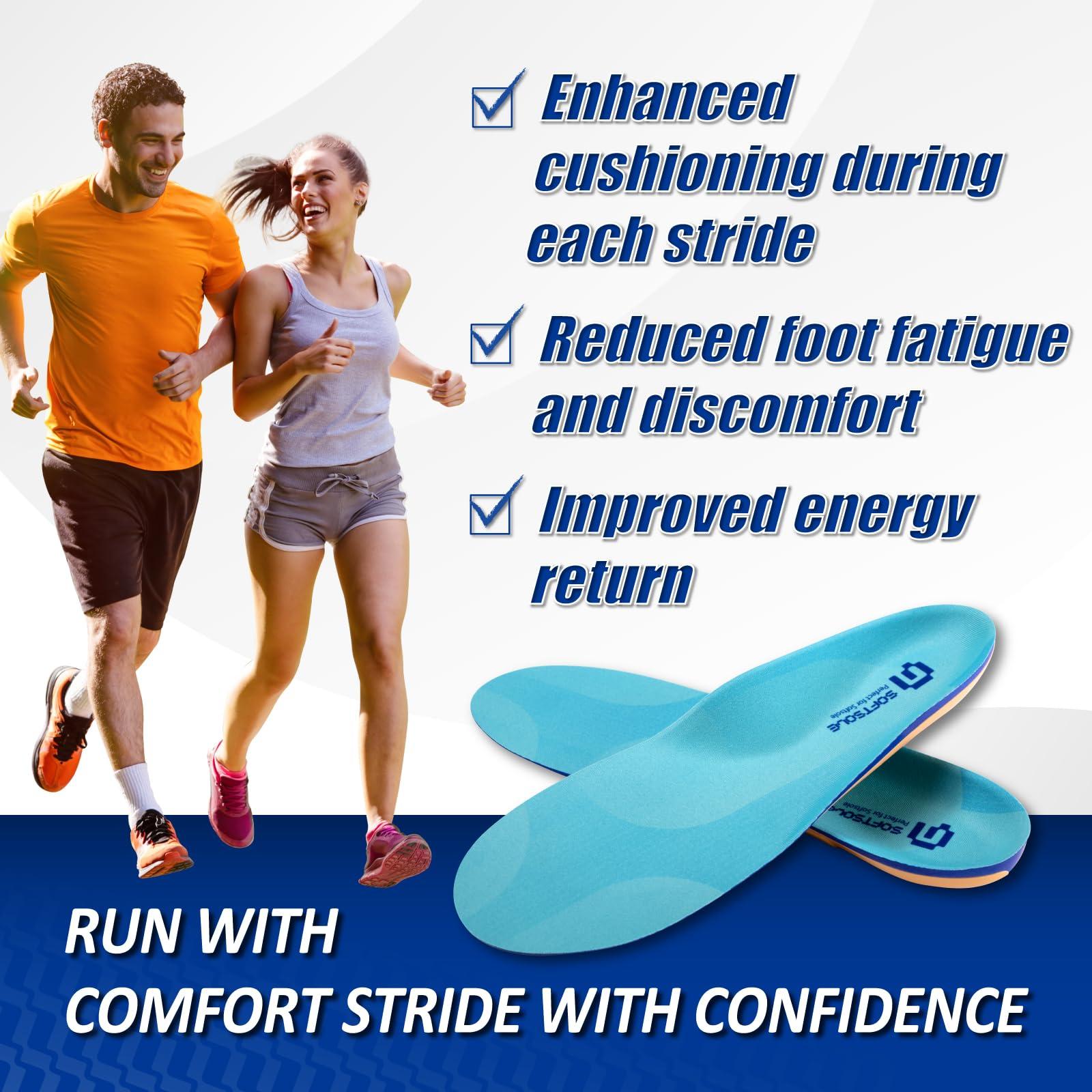 GED Running Insoles for Men - GED Sports Inserts for Plantar Fasciitis Relief, Arch Support for Runners and Athletics - Orthotic Inserts for Stability and Cushioning, Minimize Foot Fatigue US 9-9.5