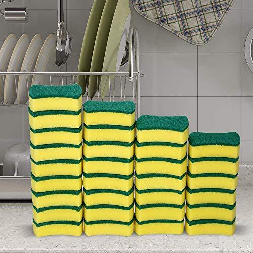 Fauge Fauge 30pcs Multi-purpose Double-faced Sponge Scouring Pads Dish Washing Scrub Sponge Stains Removing Cleaning Scrubber Brush for Kitchen Garage Bathroom