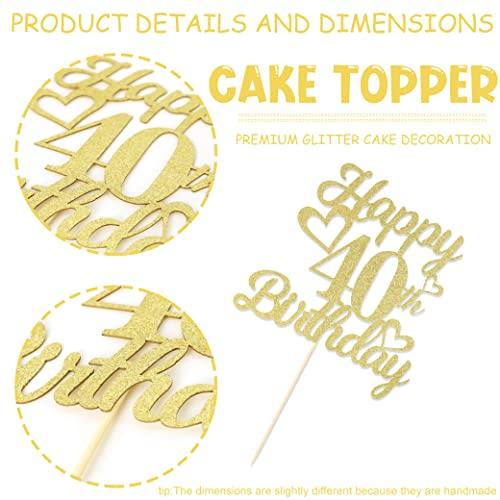 YOUAME YOUAME Happy 40th Birthday Cake Topper - Birthday Cake Topper Decorations, birthday Cake Smash photo booth props, Glitter cake decorating supplies.