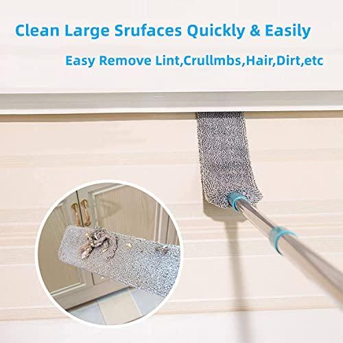 ARAINY Retractable Gap Dust Cleaner Under Appliance Microfiber Duster Dust Brush with Extension Pole (36 to 49 inches) Cleaning Duster for Bed High Ceilings Furniture Bottom Household Gap Duster Gray