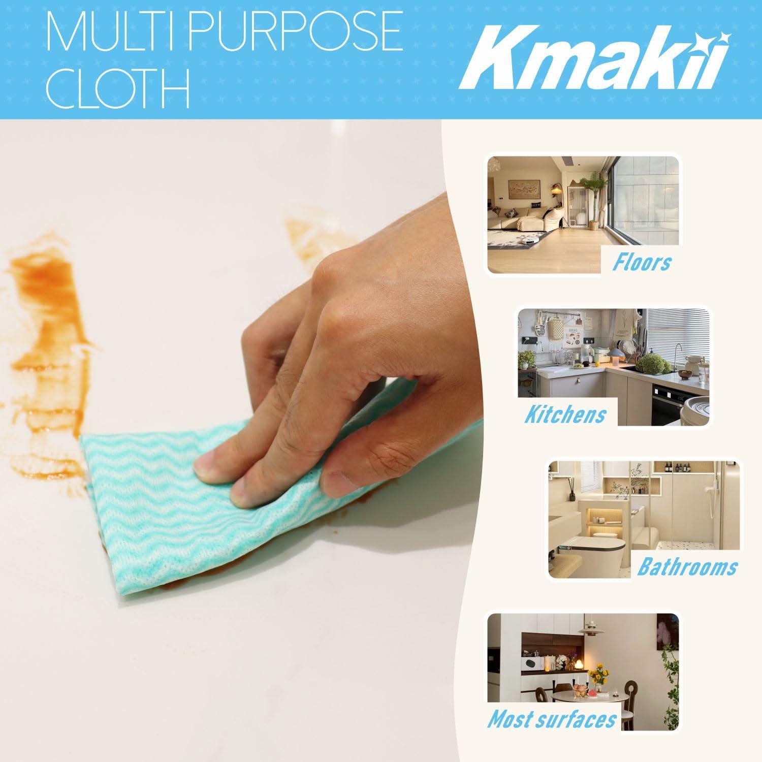 KMAKII KMAKII Handi Wipe Reusable Cloths - Multi-Purpose Disposable Dish Cloths and Towels, Ultra Absorbent, Fast-Dry, Durable Cleaning Wipes for Kitchen and Home, 4colors, 11.8 x 21 inches, Pack of 80