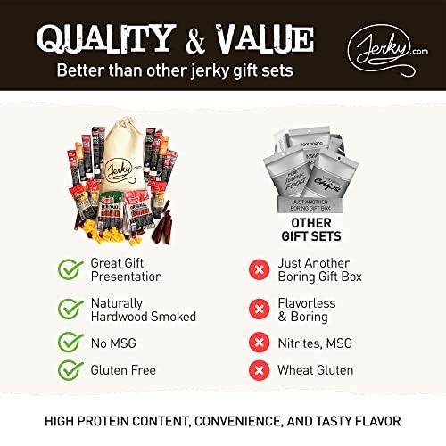 Jerky.com Jerky Gift Basket for Men - 26pc Jerky Variety Pack of Beef, Pork, Turkey, & Ham Snack Sticks - High Protein Healthy Snack - Unique Gift for Men