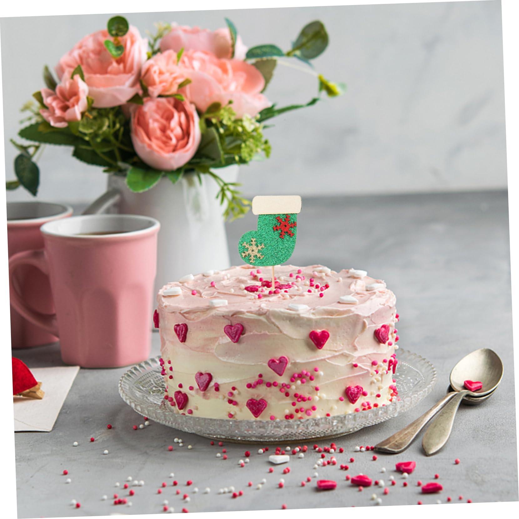 ifundom ifundom 16pcs Christmas Theme Cake Toppers Christmas Tree Topper Star Shaped Fruit Dessert Cake Picks Cheistmas Tree Topper Reindeer Fruit Picks Decor Food Picks Box Props Wooden