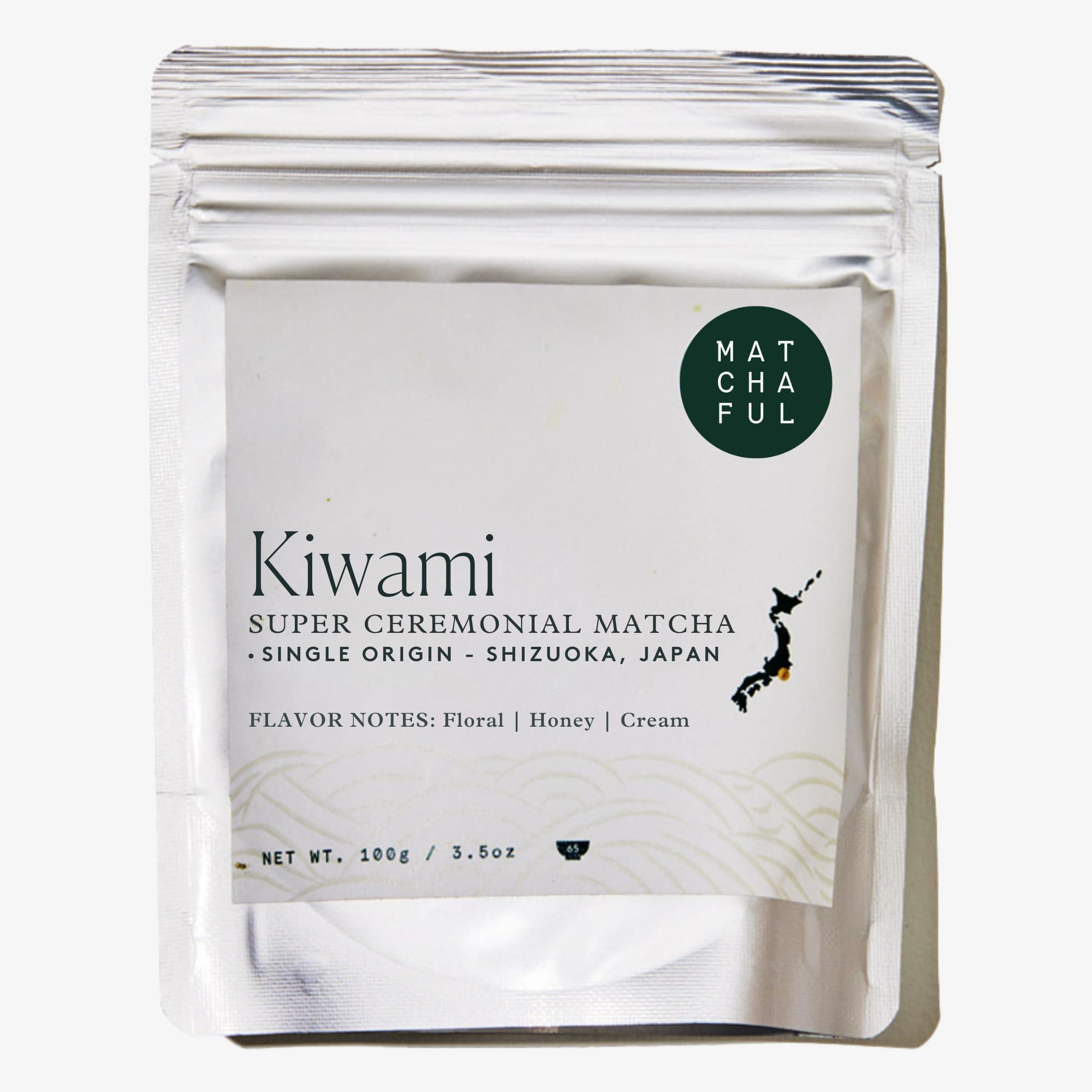 MATCHAFUL Matchaful - Kiwami Single Origin Ceremonial Matcha - Matcha Green Tea Powder from the hills of Shizuoka, Japan - Balanced with Notes of Floral, Honey, and Cream - 100g Bag