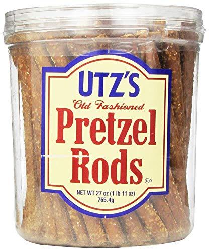 Utz Utz Old Fashioned Pretzel Rods – 27 oz. Barrel – Thick, Crunchy Pretzel Rod, Perfect for Dipping and Snacks, Zero Cholesterol Snack Food