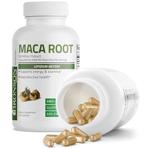 Bronson Bronson Maca Root (from 500mg 4:1 Extract Equivalent to 2000mg per Serving), Lepidium Meyenii - Non-GMO, 120 Vegetarian Capsules
