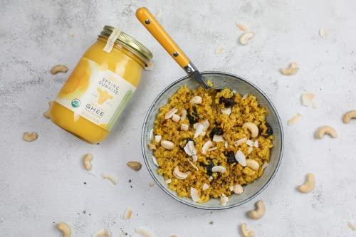 Spring Sunrise Spring Sunrise Organic Grass Fed Ghee Butter - USDA Certified Organic Clarified Butter - Paleo, Keto Friendly, Non-GMO, Gluten, & Casein Free Cooking Oil - Sustainably Sourced (16oz Jar)
