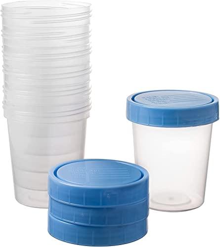 Vakly Specimen Cups With Leak Proof Screw on Lids - 4oz [Pack of 50] Clear Non-Sterile Urine Sample Jars - Containers for Safe Pee, Stool, Semen Sample Collection for Testing (50)