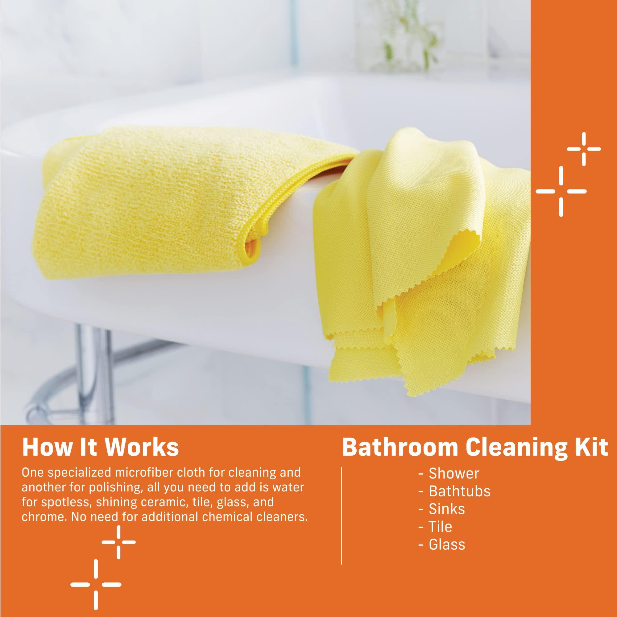 E-Cloth E-Cloth Bathroom Cleaning Kit, Premium Microfiber Cleaning Cloth, Ideal Bathroom, Shower and Bathtub Cleaner, Washable and Reusable, 100 Wash Guarantee