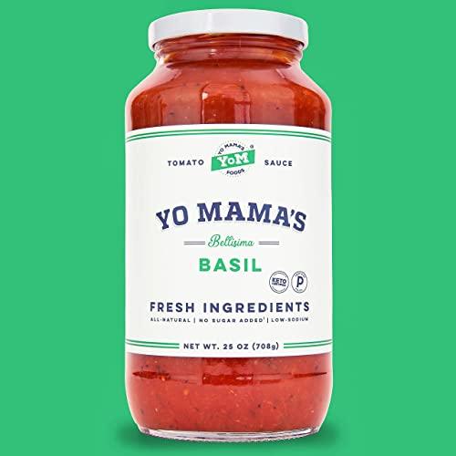 Yo Mama’s Foods Yo Mama\'s Foods Keto Tomato Basil Pasta Sauce - Pack of (1) - No Sugar Added, Low Carb, Low Sodium, Vegan, Gluten Free, Paleo Friendly, and Made with Whole, Non-GMO Tomatoes