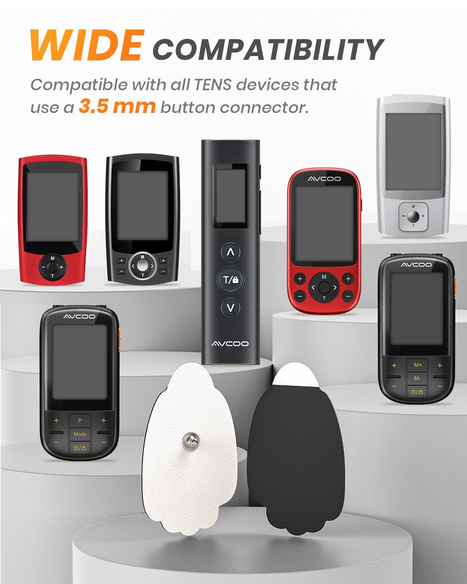 AVCOO AVCOO 20-Pack TENS Unit Replacement Pads, Long-Lasting Snap Electrodes for 50 Times of Use per Pad, Latex-Free TENS Pads Set Compatible with TENS EMS Devices Using 3.5mm Button Lead Wires