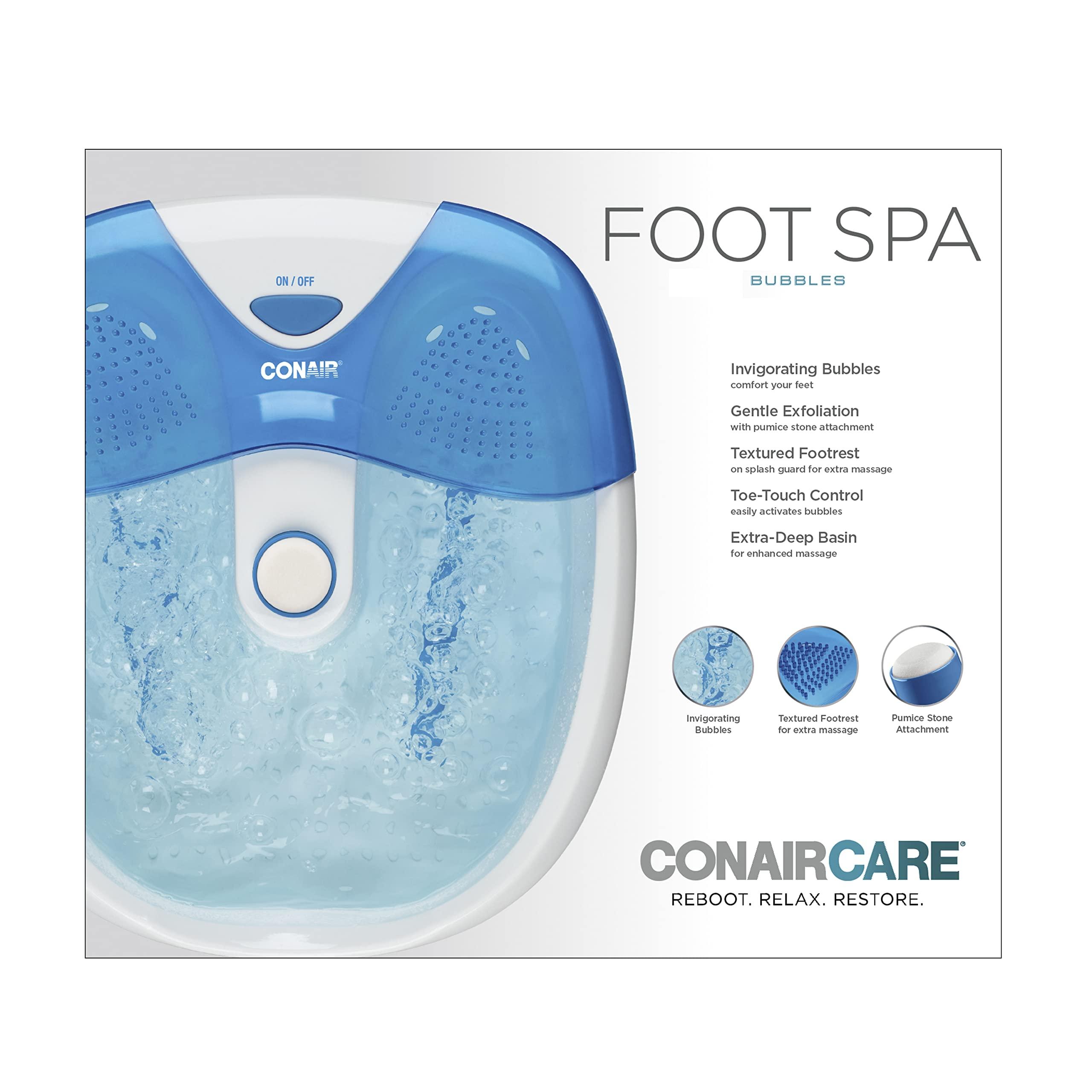 Conair Conair Foot Spa Bath with Extra Deep Soak Basin, Massaging Bubbles, Pumice Stone and Pinpoint Massage Attachments, Blue/White