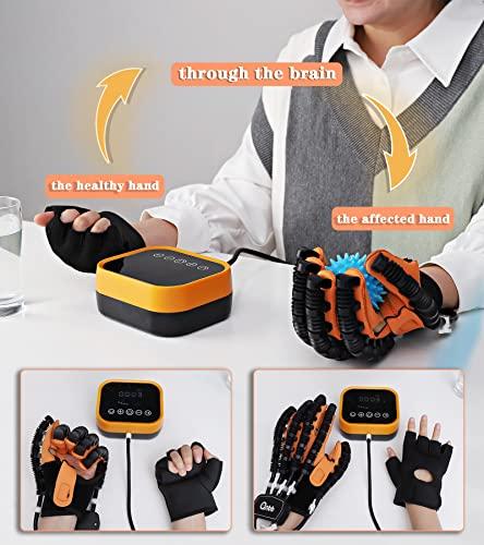 GXXZDN Rehabilitation Robot Gloves Upgrade Hemiplegia Hand Stroke Recovery Equipment with USB Chargeable and Strength Adjustment Stroke Recovery Equipment for Hand Orange (Left Hand L)