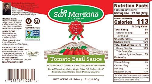 La San Marzano La San Marzano Tomato Basil Sauce 100% Made In Italy Tomato Pasta Sauce 24oz. (Pack of 1)