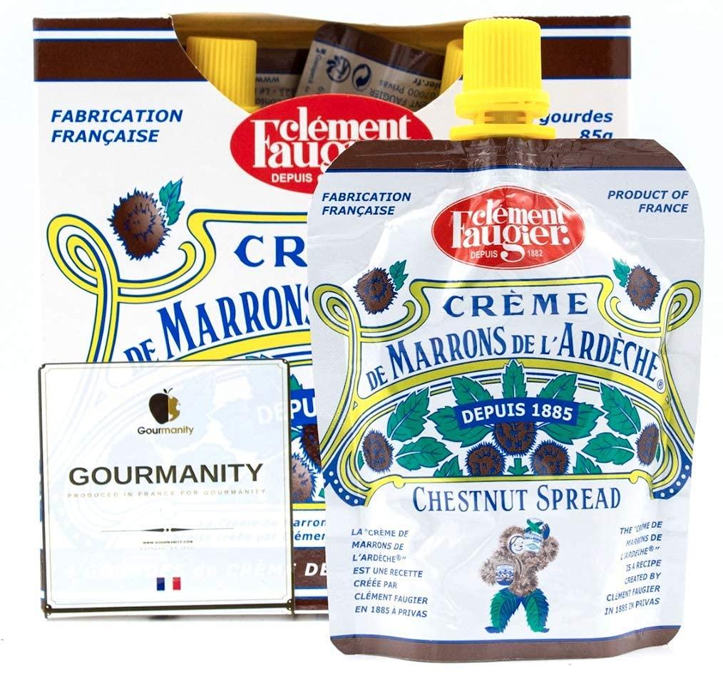 Gourmanity Clement Faugier Chestnut Spread Two Boxes of 4 Pouches Each | Chestnut Jam Pouch | Creme De Marron Chestnut Puree | Chestnut Paste French | Chestnut Cream, Kosher | Produced For Gourmanity (3 oz x 8, Net Wt. 24 oz)