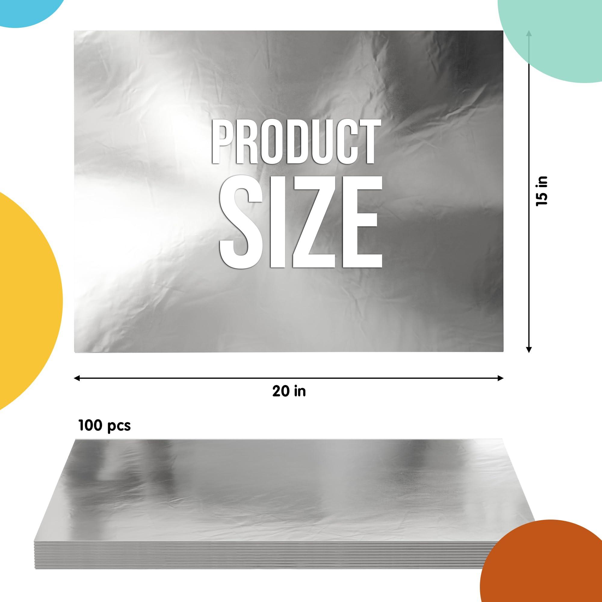 Crown Display Silver Foil Sheets For Gift Wrapping - 100 Sheets 15x20\" - Silver Tissue Paper, Silver Foil Sheets For Crafts, Gift Bag Filler, Gift Basket Wrap, Silver Wrapping Paper, Silver Foil Wrap Crown Displa