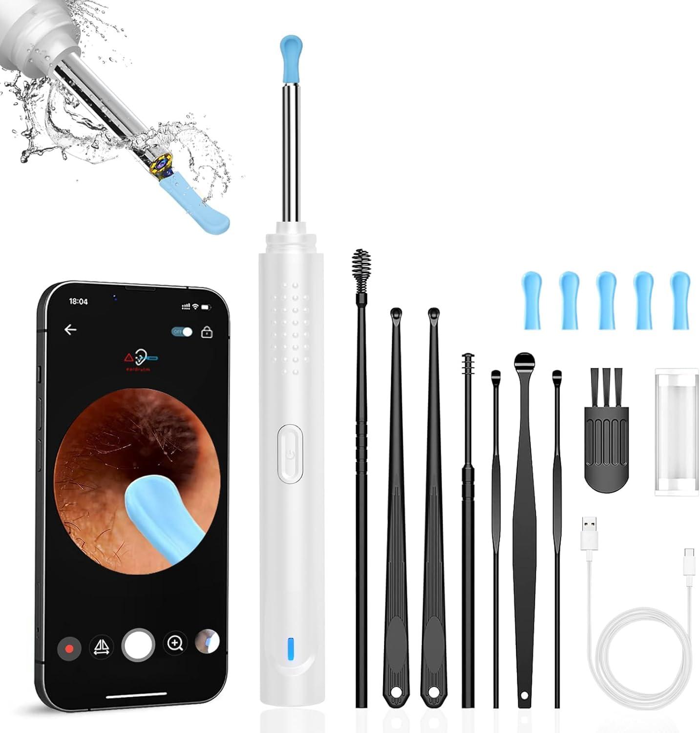 Baddie Baddie NE3 Ear Cleaner Otoscope Ear Wax Removal Tool with Camera and LED Light Wireless Ear Endoscope Ear Cleaning Kit (White)