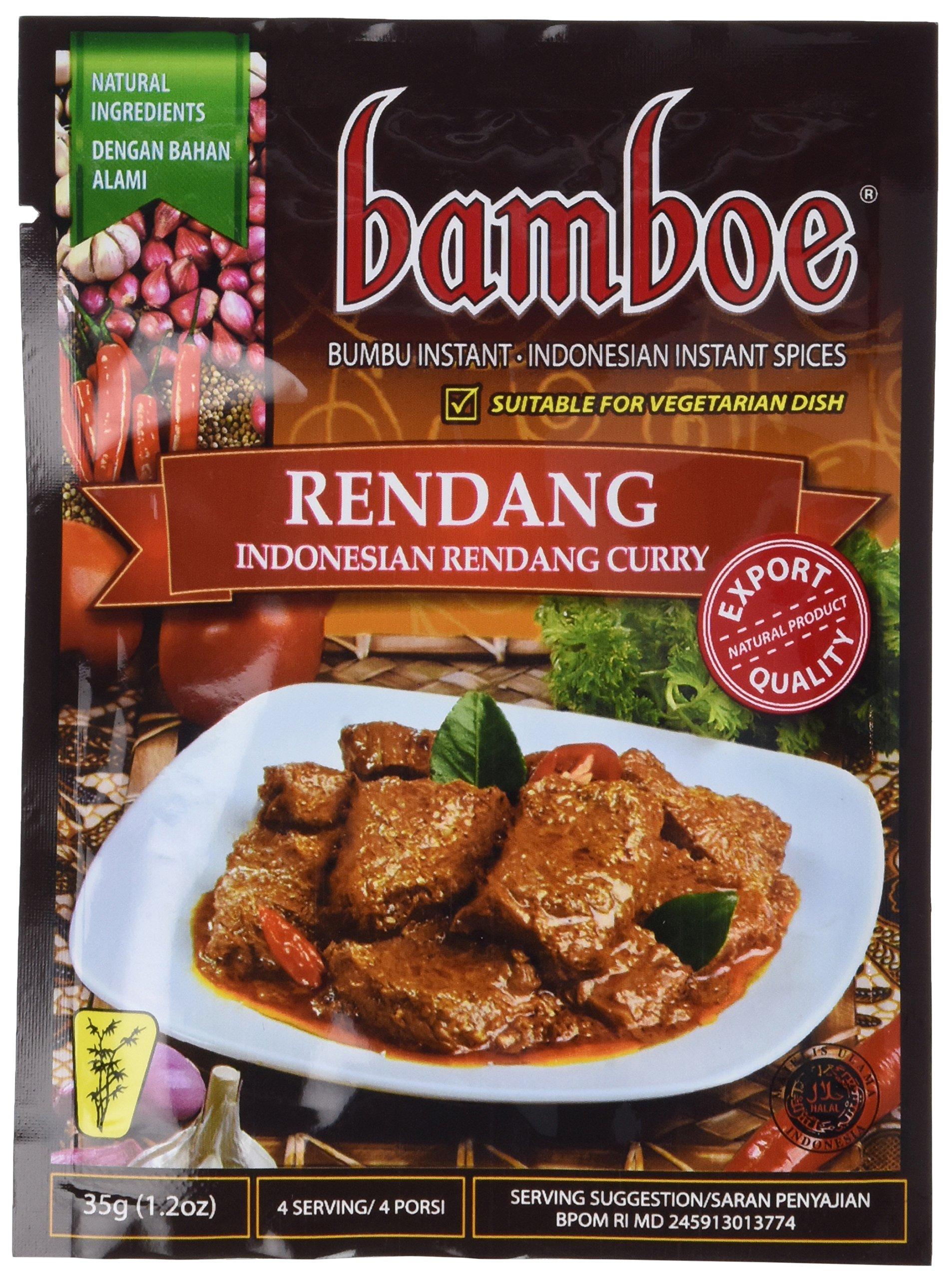 Bamboe bamboe - RENDANG - INDONESIAN DRY CURRY PASTE - INDONESIAN INSTANT SPICES - 6 x 1.2 OZ /36 g - Product of Indonesia by Bamboe