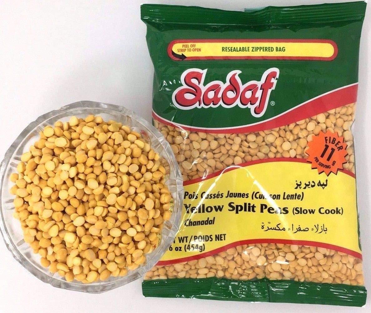 Sadaf Sadaf Yellow Split Peas - Slow Cook - Yellow Split Peas for Cooking and Food Flavoring - Dried Yellow Split Peas - Kosher - 16 oz Resealable Bag